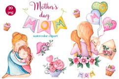 Mom watercolor clipart, mother&#039;s day clipart Product Image 1