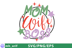 Mom Wife Boss Mother's Day SVG PNG Design Product Image 1