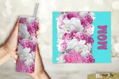 MOM tumbler wrap sublimation design png with pink peony Product Image 1