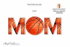 MOM Basketball PNG Clipar, watercolor mom sport Basketball Product Image 1