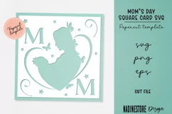 Mom’s day square card. SVG, PNG, EPS. Papercut template. Product Image 1