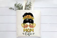MOM Life Sublimation | Messy Bun MOM Print | Sunflowers PNG Product Image 2