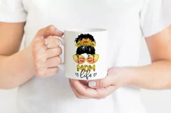 MOM Life Sublimation | Messy Bun MOM Print | Sunflowers PNG Product Image 3