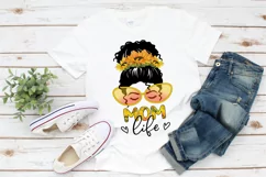MOM Life Sublimation | Messy Bun MOM Print | Sunflowers PNG Product Image 4