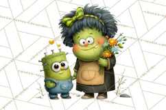Mama and Me Halloween Monsters PNG Clipart, Mommy And Me Png Product Image 5