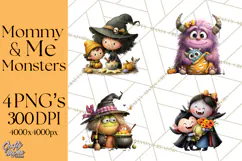 Mama and Me Halloween Monsters PNG Clipart, Mommy And Me Png Product Image 1