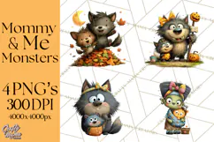 Mama and Me Halloween Monsters PNG Clipart, Mommy And Me Png Product Image 1