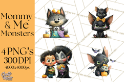 Mama and Me Halloween Monsters PNG Clipart, Mommy And Me Png Product Image 1