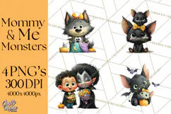 Mama and Me Halloween Monsters PNG Clipart, Mommy And Me Png Product Image 1