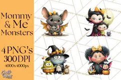 Mama and Me Halloween Monsters PNG Clipart, Mommy And Me Png Product Image 1