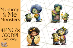 Mama and Me Halloween Monsters PNG Clipart, Mommy And Me Png Product Image 1