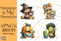 Mama and Me Halloween Monsters PNG Clipart, Mommy And Me Png Product Image 1