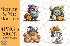Mama and Me Halloween Monsters PNG Clipart, Mommy And Me Png Product Image 1
