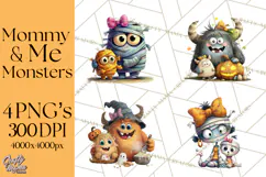 Mama and Me Halloween Monsters PNG Clipart, Mommy And Me Png Product Image 1