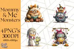 Mama and Me Halloween Monsters PNG Clipart, Mommy And Me Png Product Image 1