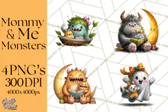 Mama and Me Halloween Monsters PNG Clipart, Mommy And Me Png Product Image 1