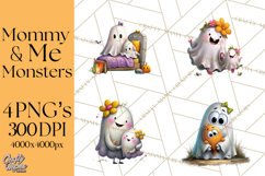 Mama and Me Halloween Monsters PNG Clipart, Mommy And Me Png Product Image 1