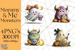 Mama and Me Halloween Monsters PNG Clipart, Mommy And Me Png Product Image 1