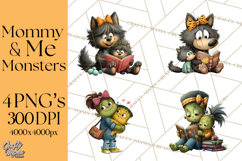 Mama and Me Halloween Monsters PNG Clipart, Mommy And Me Png Product Image 1