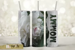 MOMMY tumbler wrap sublimation design png with white peony Product Image 2