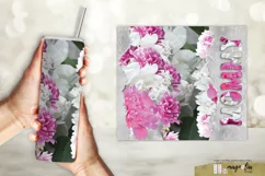 MOMMY tumbler wrap sublimation design png with pink peony Product Image 2