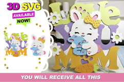 Mommy Rabbit Cake Topper 3D SVG Product Image 1