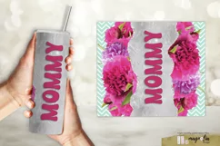 MOMMY tumbler wrap sublimation design png with red peony Product Image 2
