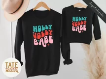 Holly Jolly Babe SVG cut file - Retro Christmas shirt svg Product Image 2