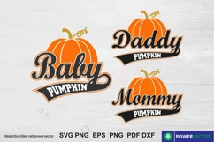 Pumpkin Family Svg Png - Daddy, Mommy, Babby Pumpkin Shirts Product Image 1
