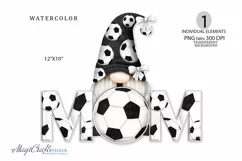 MOM Soccer Gnome sublimation| watercolor mom sport Soccer Product Image 1