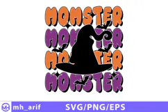 Retro Halloween Momster SVG PNG T-shirt Design Product Image 1