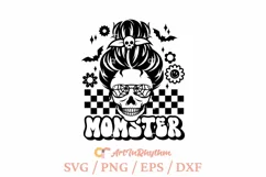 Retro Momster svg, Halloween Mom Messy bun svg Product Image 1