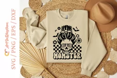Retro Momster svg, Halloween Mom Messy bun svg Product Image 3