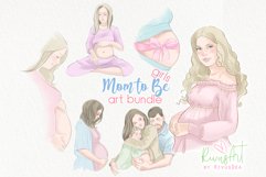 Pregnancy clipart bundle | Woman pregnant by girl PNG Product Image 1