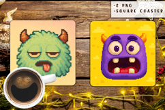 Cute Monster, Monster coaster sublimation png Product Image 1