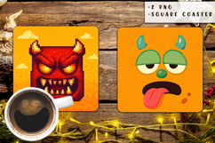 Cute Monster, Monster coaster sublimation png Product Image 1