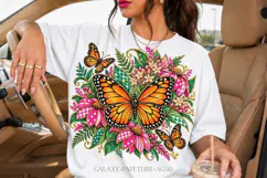 Monarch Butterfly Floral PNG with Gingham Leaves Product Image 2