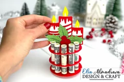 Cute Svg design Money Holder Cake with Candles and holly berries as Christmas gift for her, him, friends, family. Design comes in 2 option- with 10 and 5 holes for paper banknotes. 