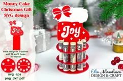 Christmas Money Holder Svg| Money Cake Svg| Santa Sock Joy Product Image 1