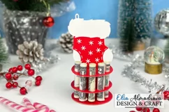 Cute Svg design Money Cake with Santa Socks with decoration snowflakes for Christmas gift. Design comes in 2 option- with 10 and 5 holes for paper banknotes. Stable construction with 2 tiers.