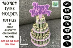 Birthday Money Cake SVG | Happy Birthday | Paper cutting Product Image 1