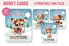 Christmas Deer Money Card, Printable Holiday Cash Holder Product Image 1