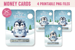 Blue Penguin Money Card, Printable Christmas Gift Holder Product Image 1