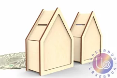 Wooden Piggy bank - Money box. Vector cut files for wood Product Image 7