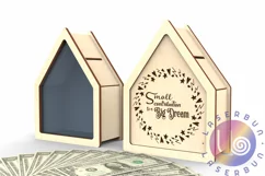 Wooden Piggy bank - Money box. Vector cut files for wood Product Image 1