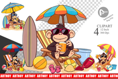Summer Monkey Clipart Product Image 1