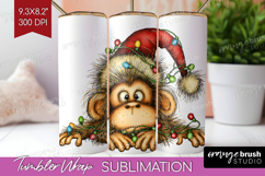 Monkey Tangled In Christmas Lights Tumbler Wrap Funny Xmas Product Image 1