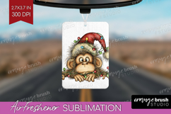 Monkey Tangled In Christmas Lights Air Freshener PNG Funny Product Image 1