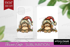Monkey Tangled In Christmas Lights Phone Case PNG Funny Xmas Product Image 1
