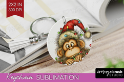 Monkey Tangled In Christmas Lights Keychain PNG Funny Xmas Product Image 1